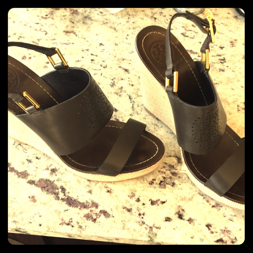 Tory Burch chocolate brown wedges. Size 7